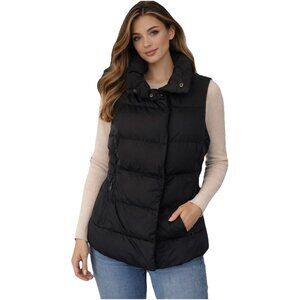 Athleta Downtown Black Down Full Zip Sleeveless Quilted Puffer Vest Jacket